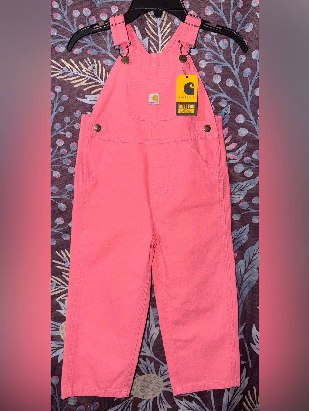 Carhartt Pink Kids Overalls - Durable Girls' Bib Pants